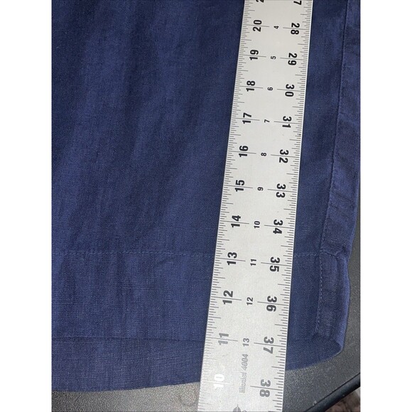 Tahari Womens Wide Leg Linen Pants Size Large‎ Blue Cropped Beach Costal Travel - Picture 6 of 9